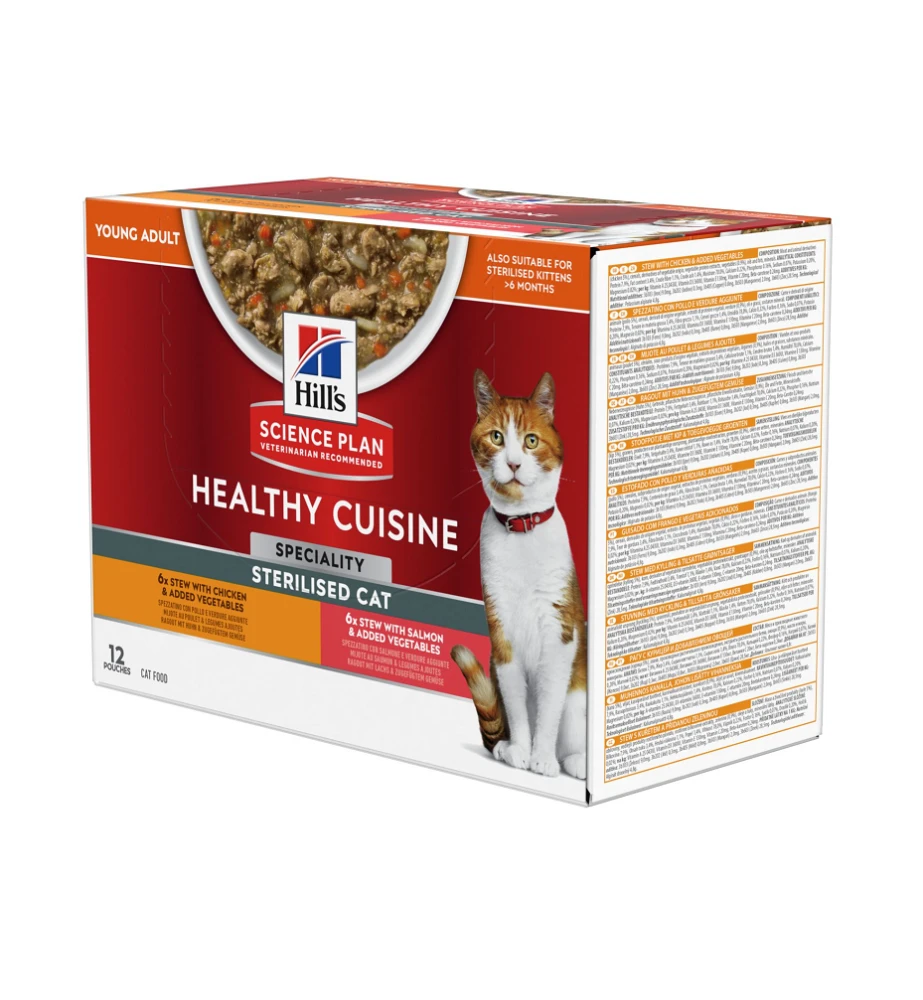 Hill's Science Plan Healthy Cuisine Gesteriliseerde Kat Stoofpotje Kip & Zalm - 4 X 12 X 80 Gram 3 Hill's Science Plan Healthy Cuisine Gesteriliseerde Kat Stoofpotje Kip & Zalm - 4 X 12 X 80 Gram